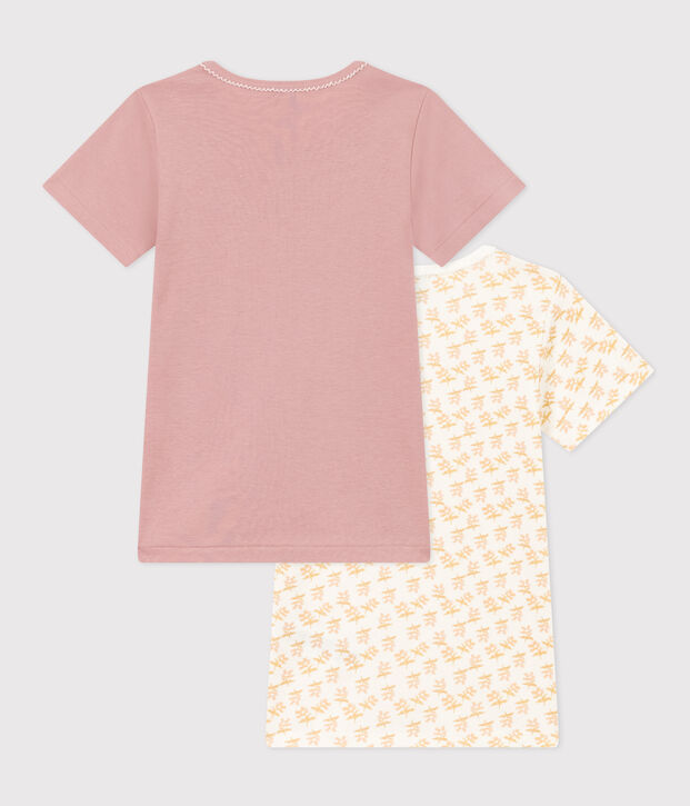 Set van 2 T-shirts met bloemen en korte mouwen voor meisjes in katoen multicouleur