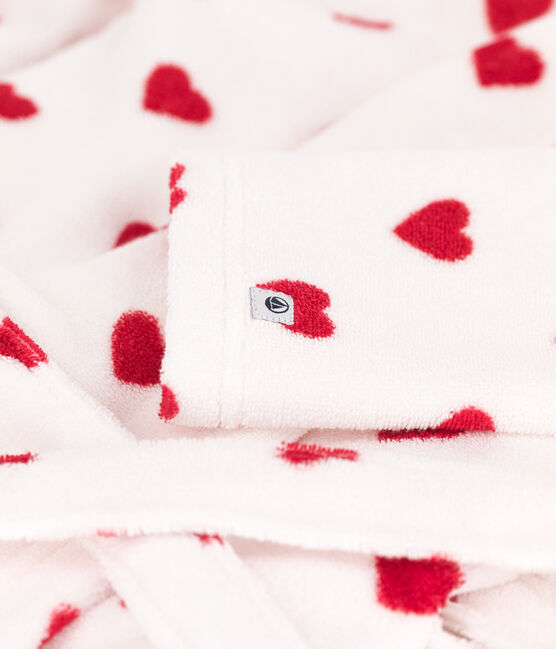 Peignoir cœur en éponge enfant blanc MARSHMALLOW/rouge TERKUIT