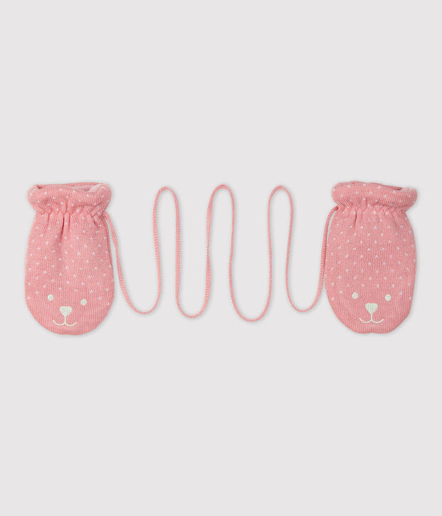 Babywanten gevoerd met microfleece roze