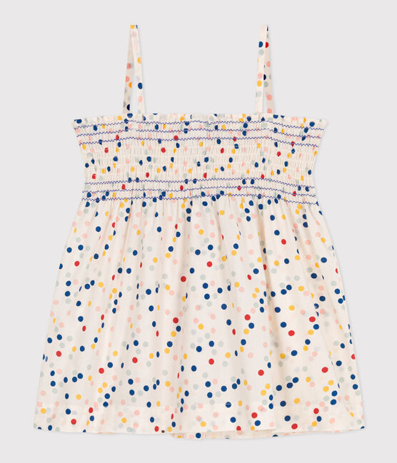 Blouse van katoen zonder mouwen voor meisjes wit MARSHMALLOW/wit MULTICO