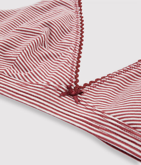 Soutien-gorge triangle femme rouge CARMIN/blanc MARSHMALLOW