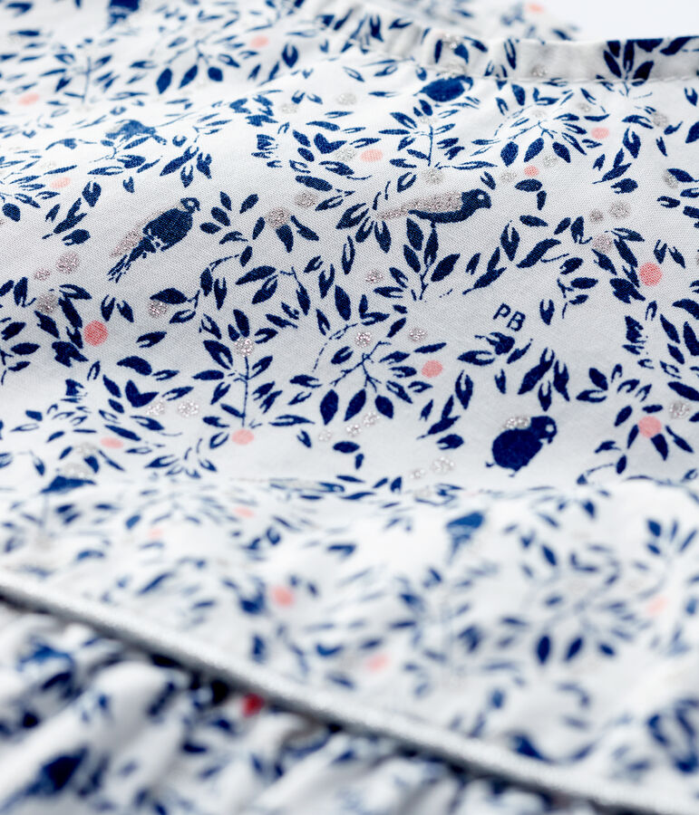 Blouse manches courtes en popeline b&eacute;b&eacute; fille blanc/multicouleur