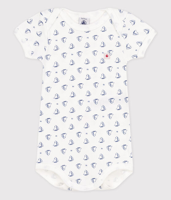 Body manches courtes bébé fille blanc ECUME/bleu MEDIEVAL