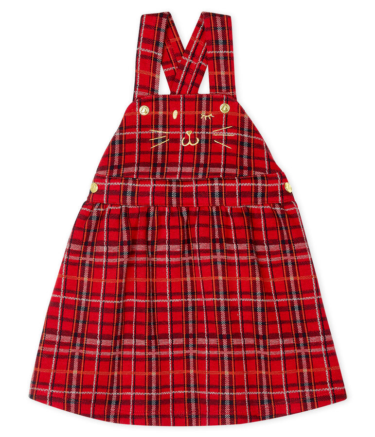 Robe salopette &agrave; carreaux b&eacute;b&eacute; fille rouge TERKUIT/blanc MULTICO CN
