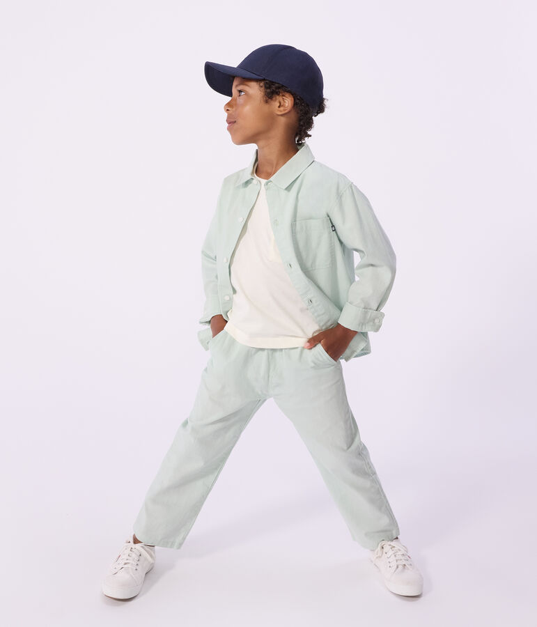 Pantalon enfant en coton lin bleu SPRAY