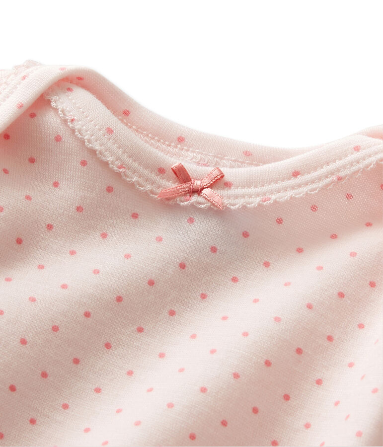 Body met lange mouwen in wol/katoen voor babymeisjes roze VIENNE/roze GRETEL