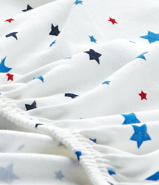 Drap housse bébé garçon à étoiles blanc ECUME/blanc MULTICO