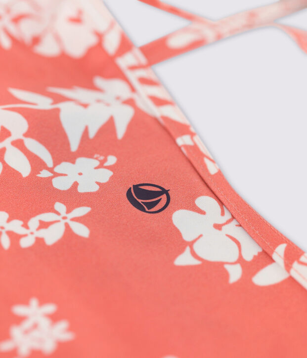 Meisjesbadpak uit 1 stuk met print roze/wit