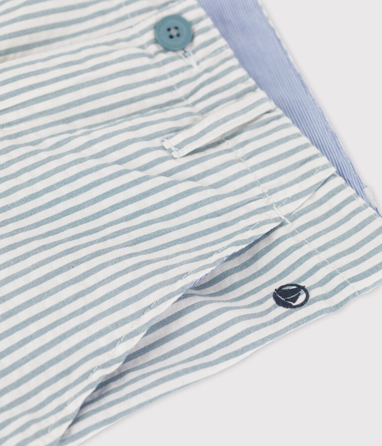 Jongensbermuda in seersucker wit/groen