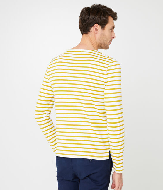 Marinière iconique homme blanc MARSHMALLOW/jaune BAMBOO