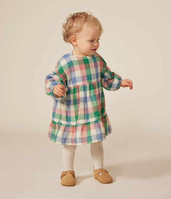 Robe manches longues en gaze de coton bébé blanc AVALANCHE/ MULTICO