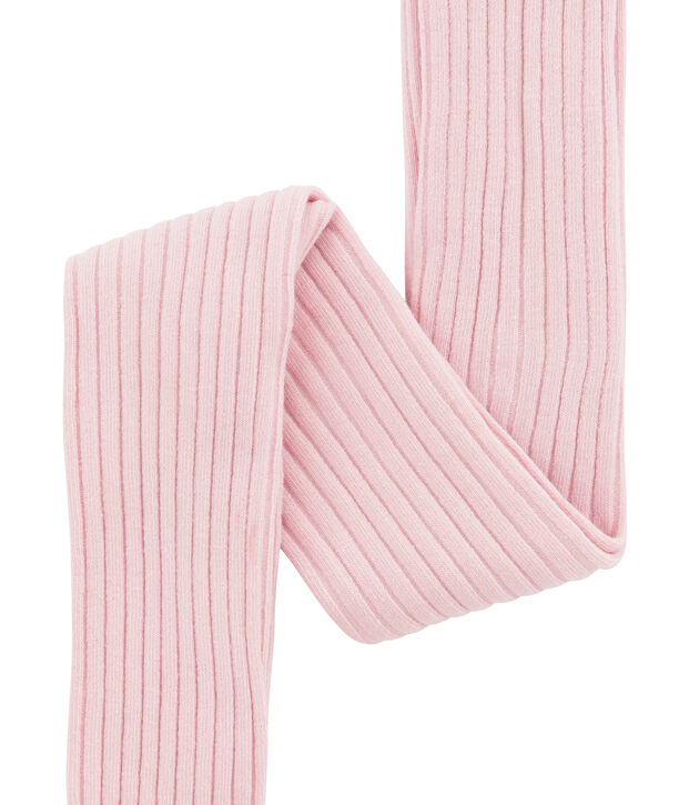 Collant fille en c&ocirc;te 5x2 rose clair