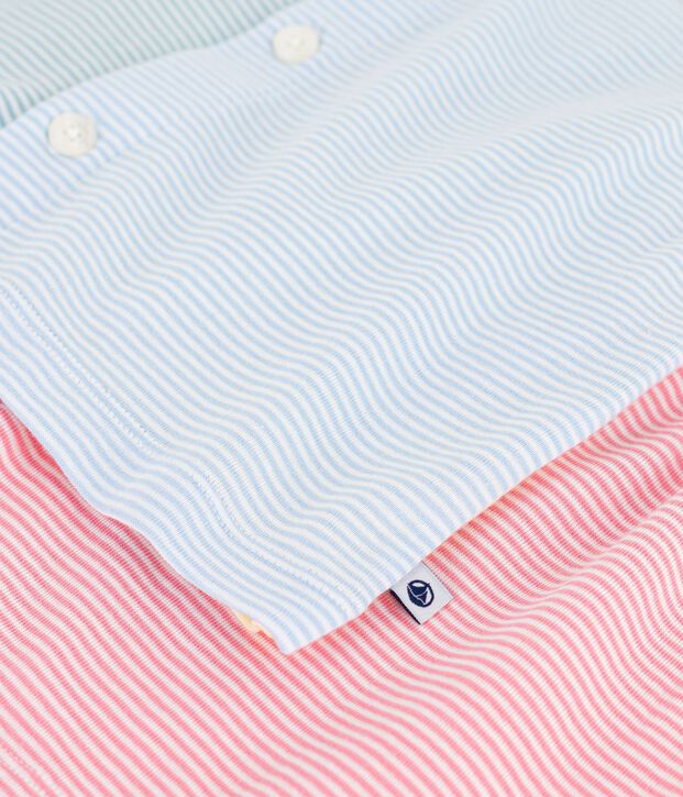 Korte geknoopte pyjama van katoen met streepjes wit/multicouleur