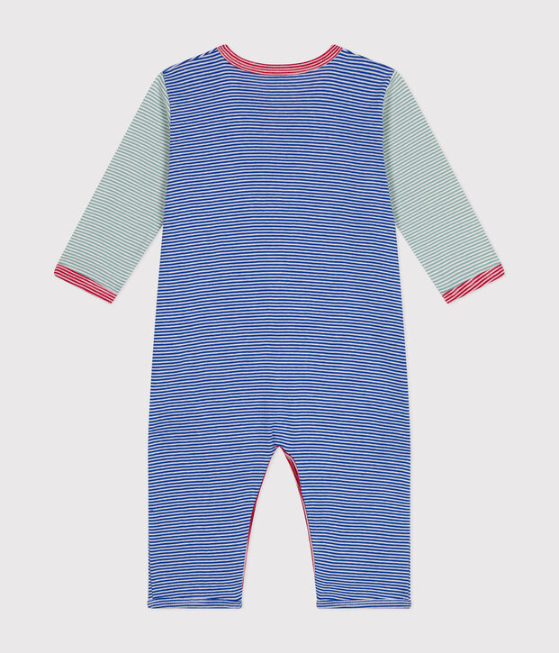 Pyjama sans pieds en coton ray&eacute; b&eacute;b&eacute; bleu/blanc