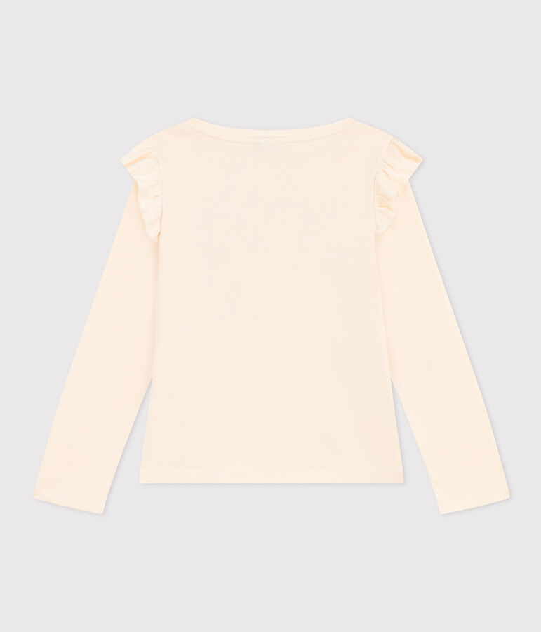 Tee-shirt manches longues en coton enfant fille &eacute;cru