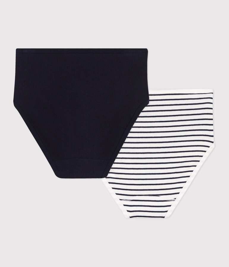 Set van 2 damesslipjes van katoen en elastaan met hoge taille multicouleur