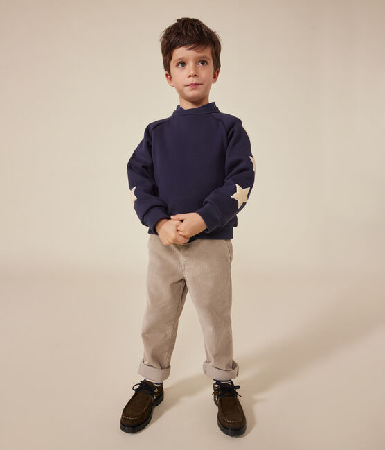 Sweatshirt in warme fleece voor jongens blauw SMOKING