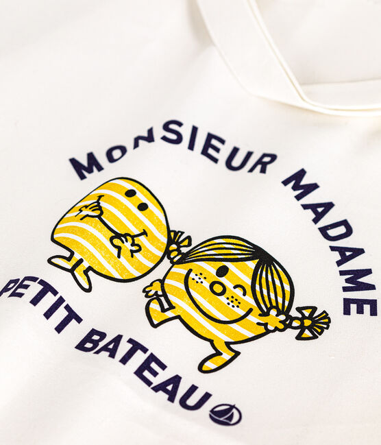 Katoenen totebag met Monsieur Madame-motief wit MARSHMALLOW