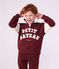 Effen katoenen sweatshirt met colorblock en schipperskraag voor kinderen rood/ecru