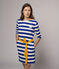 Gestreepte jurk met lange mouwen Dames blauw SURF/wit MARSHMALLOW