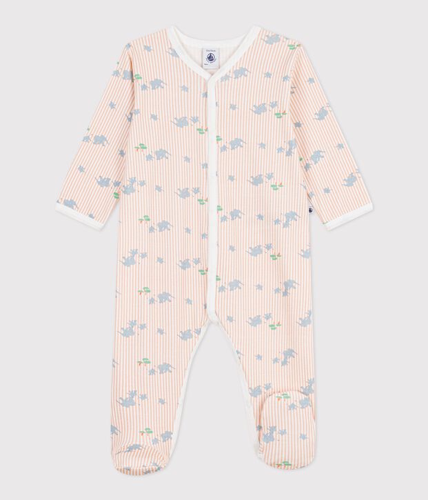 Katoenen babypyjama met olifantenprint wit/multicouleur