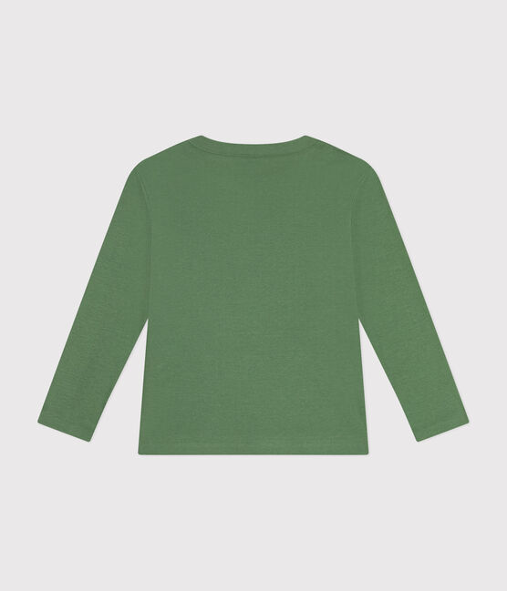 Tee-shirt manches longues en côte enfant fille / garçon vert PALMERAIE