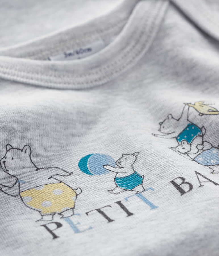 Rompertje lange mouwen babyjongen-meisje grijs