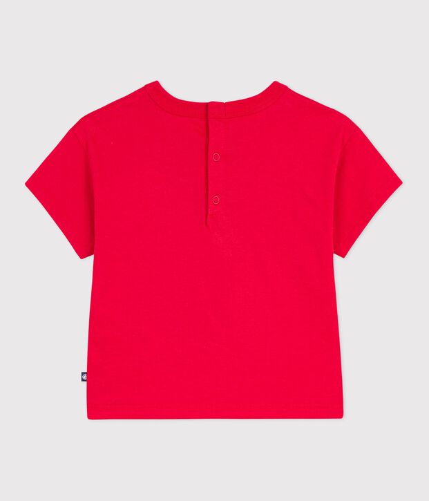 Katoenen baby-T-shirt met korte mouwen en meeuwmotiefje rood
