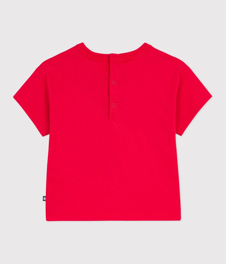 Katoenen baby-T-shirt met korte mouwen en meeuwmotiefje rood