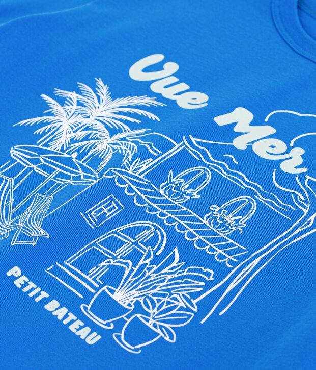 Tee-shirt enfant manches courtes en coton bleu