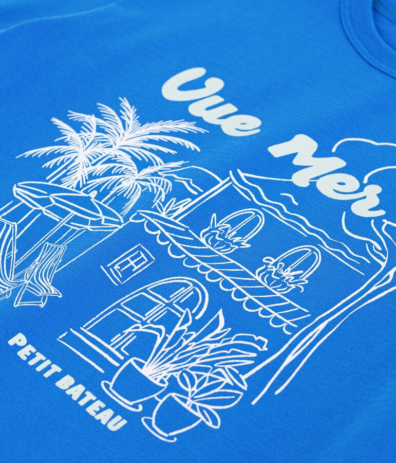 Katoenen T-shirt met korte mouwen voor kinderen blauw