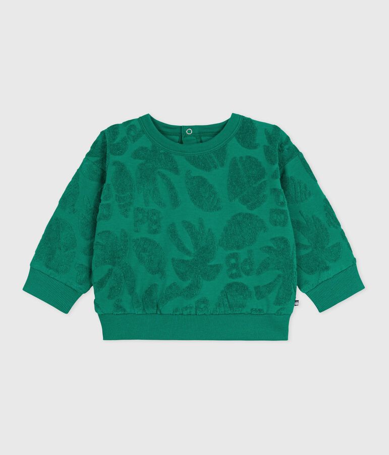 Sweatshirt &agrave; capuche b&eacute;b&eacute; en coton motifs palmiers vert