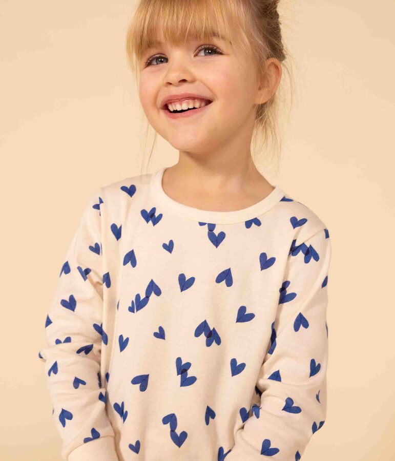 Katoenen pyjama met hart voor kleine meisjes en jongens ecru/multicouleur