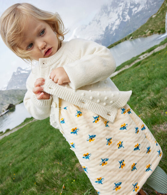 Jurk met lange mouwen in doorgestikte tubic met print voor baby's wit AVALANCHE/ MULTICO