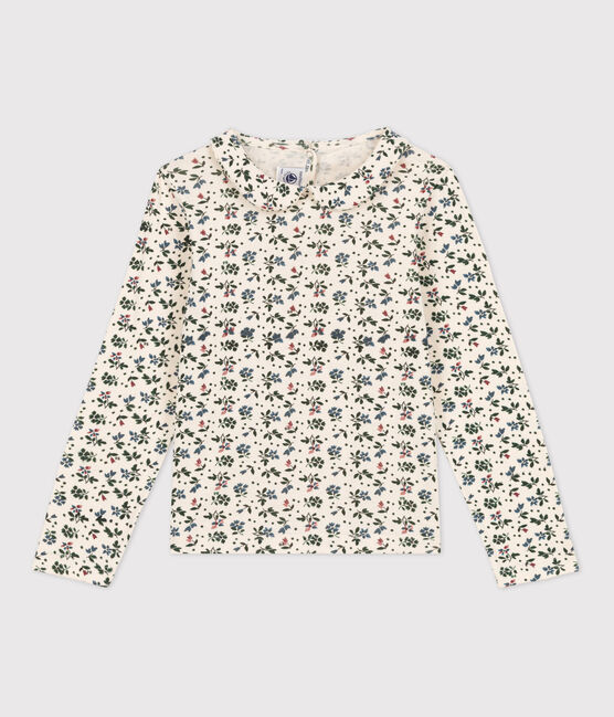 Fleurig T-shirt met lange mouwen uit katoen voor meisjes wit AVALANCHE/ MULTICO