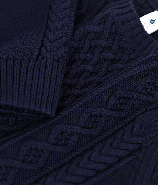 Pull irlandais en coton enfant fille / garçon bleu SMOKING