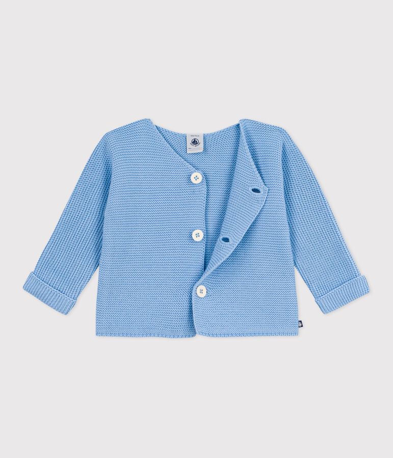 Gebreid katoenen vestje in ribbelsteek voor baby's blauw