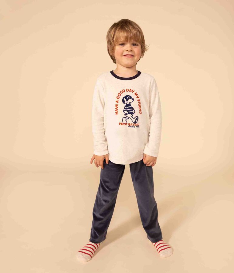 Pyjama en velours enfant bleu/multicouleur