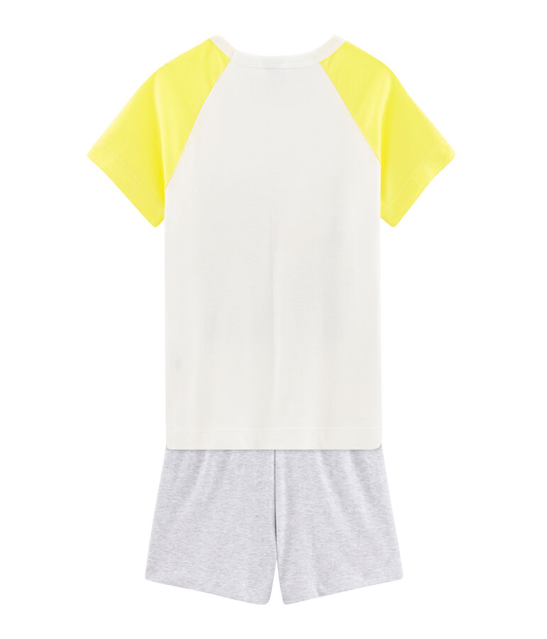 Korte pyjama van gebreide stof voor jongentjes wit/multicouleur