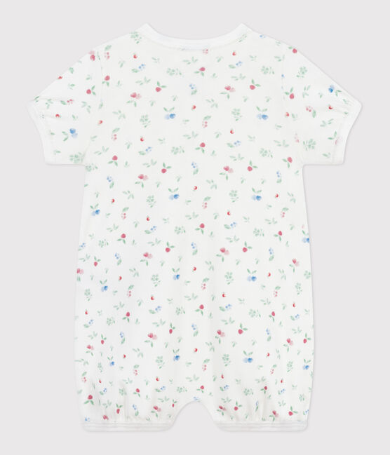 Combinaison courte bébé en coton fruits blanc MARSHMALLOW/blanc MULTICO