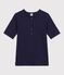 Dames-T-shirt van effen katoen met korte mouwen blauw