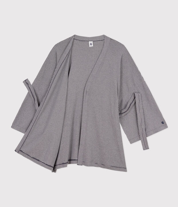 Gestreepte kimono voor vrouwen blauw/wit