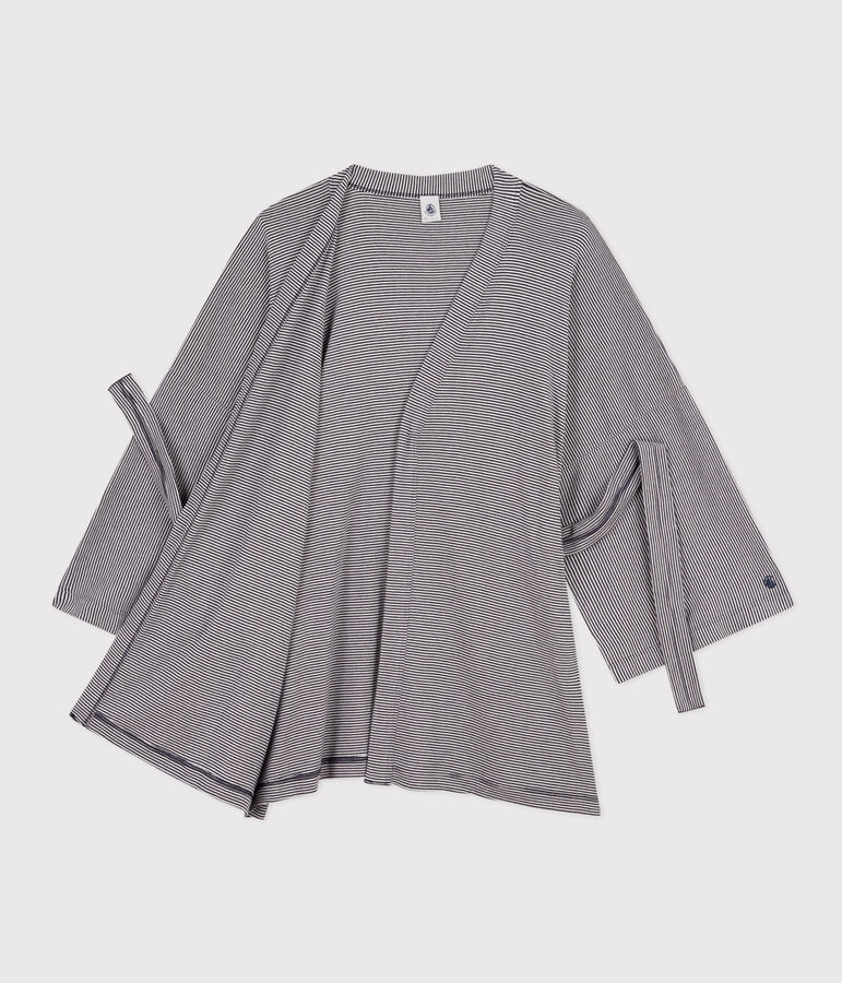 Gestreepte kimono voor vrouwen blauw/wit