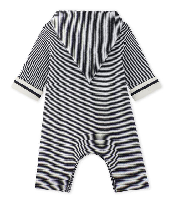 Combinaison bébé à capuche rayée milleraies bleu SMOKING/blanc LAIT