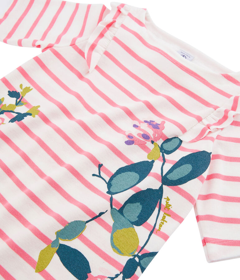 Tee-shirt enfant fille blanc/rose