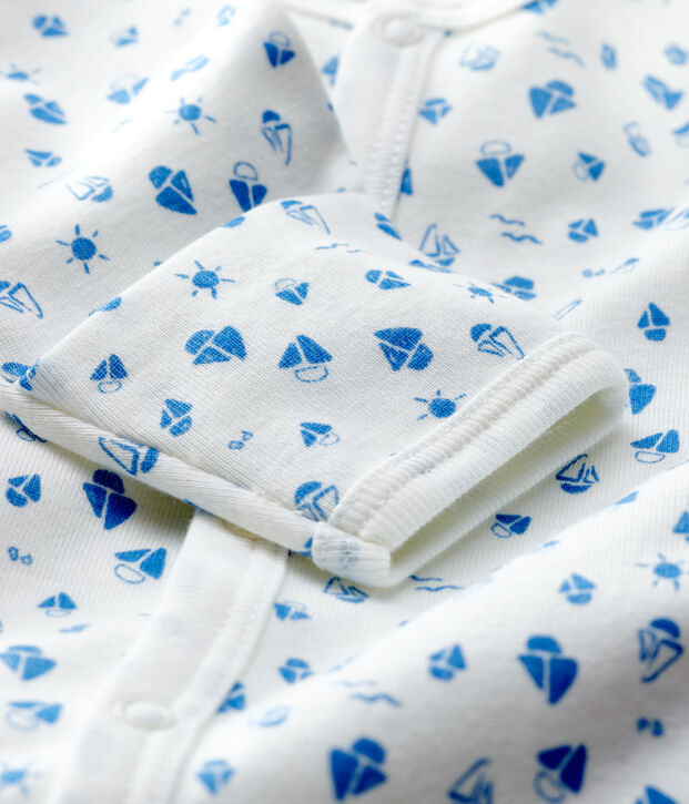 Stervormige playsuit voor baby's van biologisch katoen wit/grijs