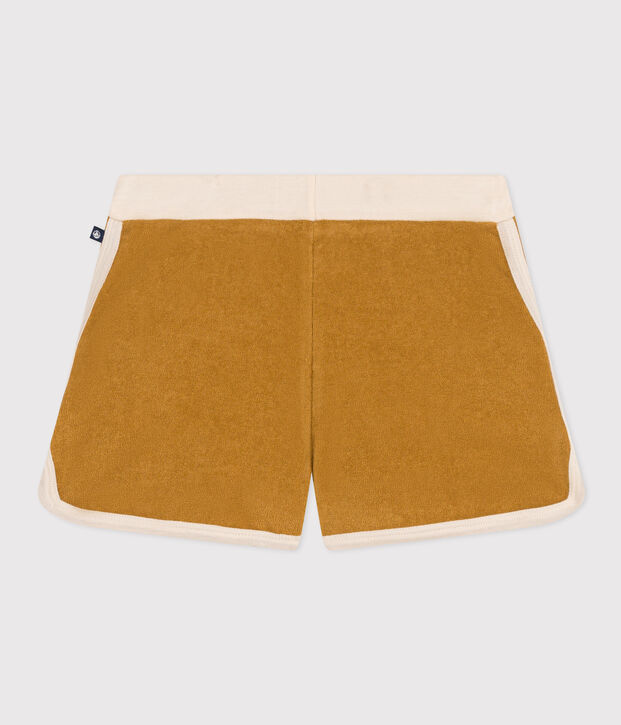 Meisjesshort van badstof geel