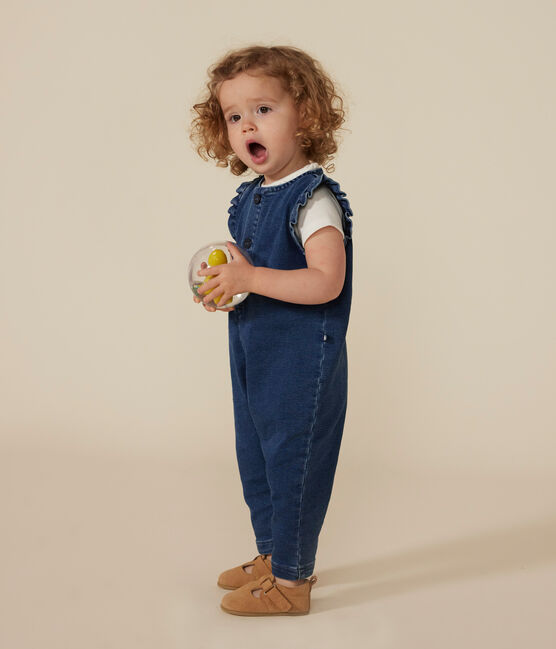 Mouwloze babyjumpsuit van denim blauw BLEU DELAVE