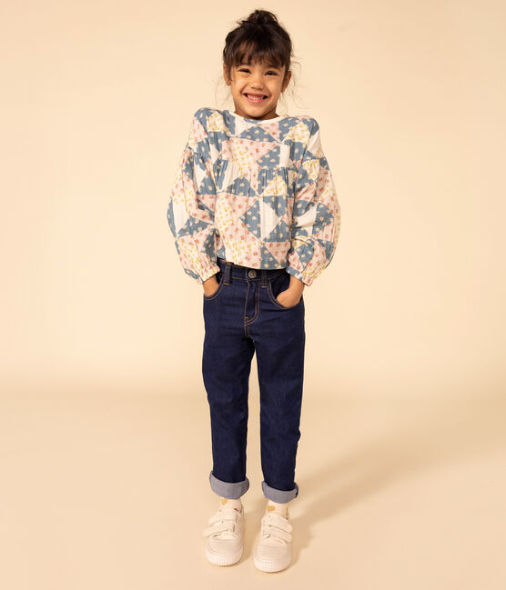 Blouse en gaze de coton enfant fille rose SALINE/blanc MULTICO