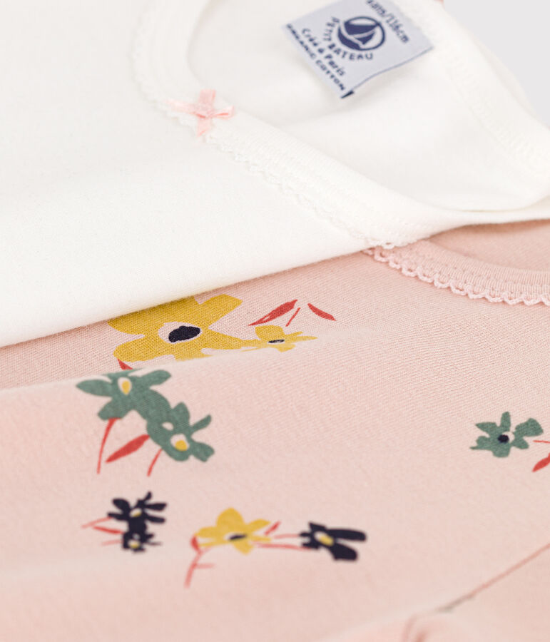 Set van 2 T-shirts met bloemen en korte mouwen voor meisjes in katoen multicouleur